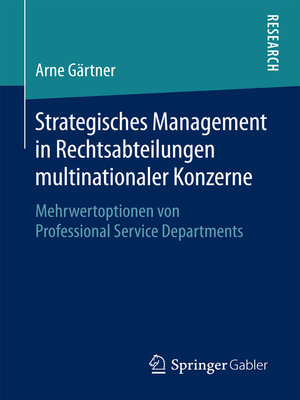 cover image of Strategisches Management in Rechtsabteilungen multinationaler Konzerne